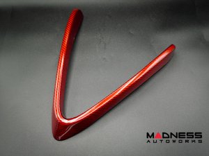 Alfa Romeo Stelvio Front V Shield Grill Frame + Emblem Frame Kit - Carbon Fiber - Red Candy